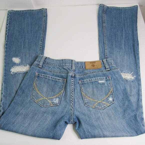 PINK Light Wash Straight Destroyed Low Rise Jeans - Picture 3 of 8